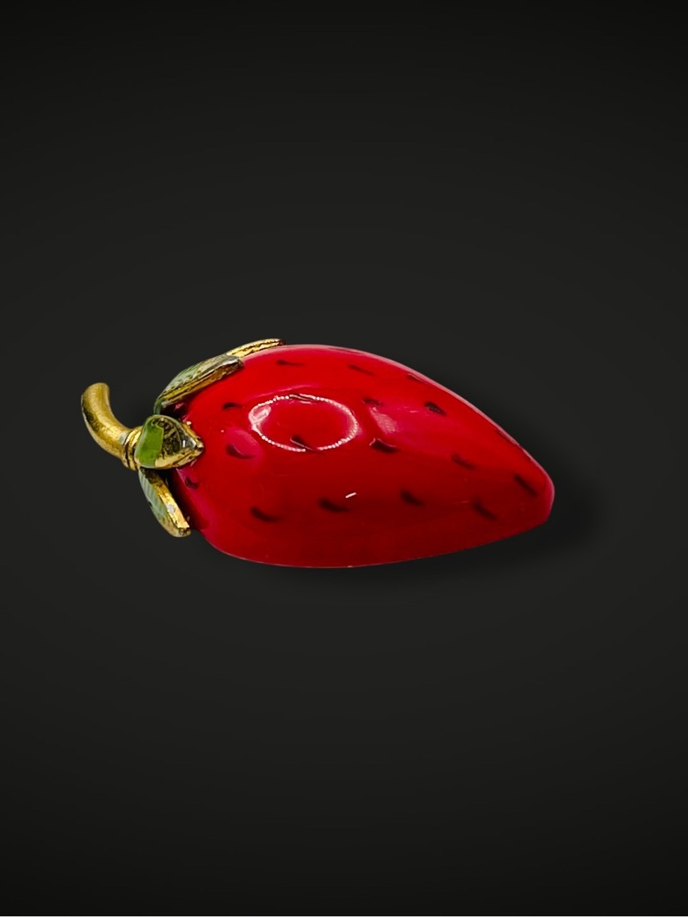 Cute Vintage Original by Robert 3D Enamel Strawberry Brooch Pin Collectible - Picture 5 of 16